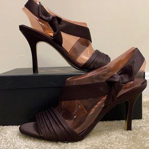 Women satin heel sandals.